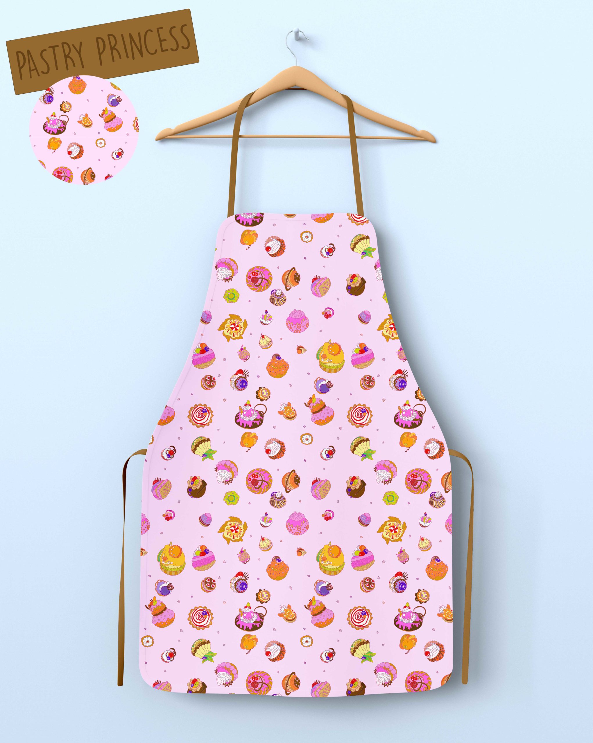Melissa Damour, Pastry princess pattern, apron mockup