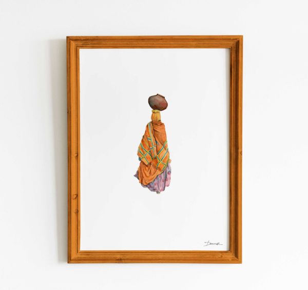 Melissa Damour, Orange waterpot lady, framed