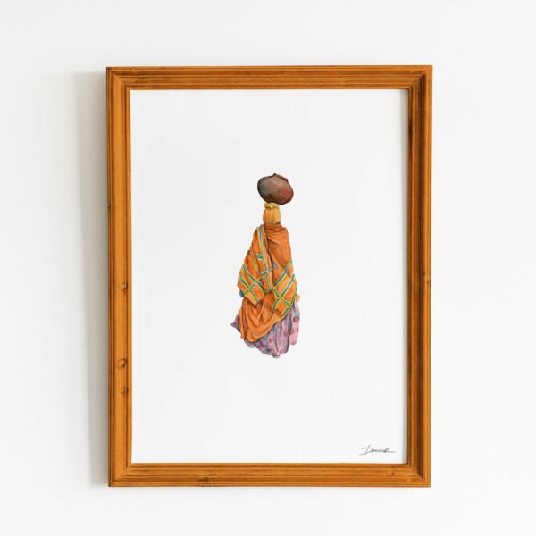 Melissa Damour, Orange waterpot lady, framed