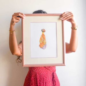 Melissa Damour, Orange waterpot lady - Melissa holding print