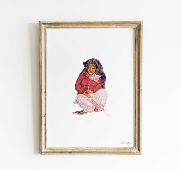Melissa Damour, Old pink lady, framed