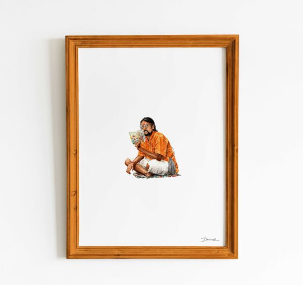 Melissa Damour, Orange reader, framed