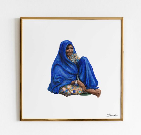 Melissa Damour, Blue sari, framed