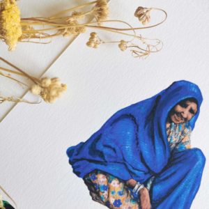 Melissa Damour, Blue sari, closeup